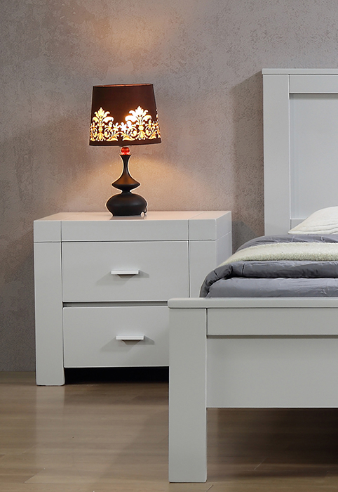 California Solid Acacia Two Drawer Bedside Table - Click Image to Close